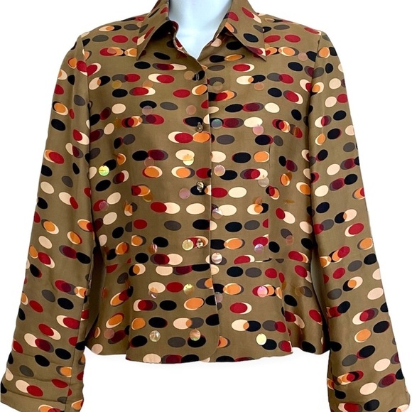 Brown Silk Button-front Blouse and Matching Pants Suit Set Size 4 Retro Vintage - Picture 4 of 15